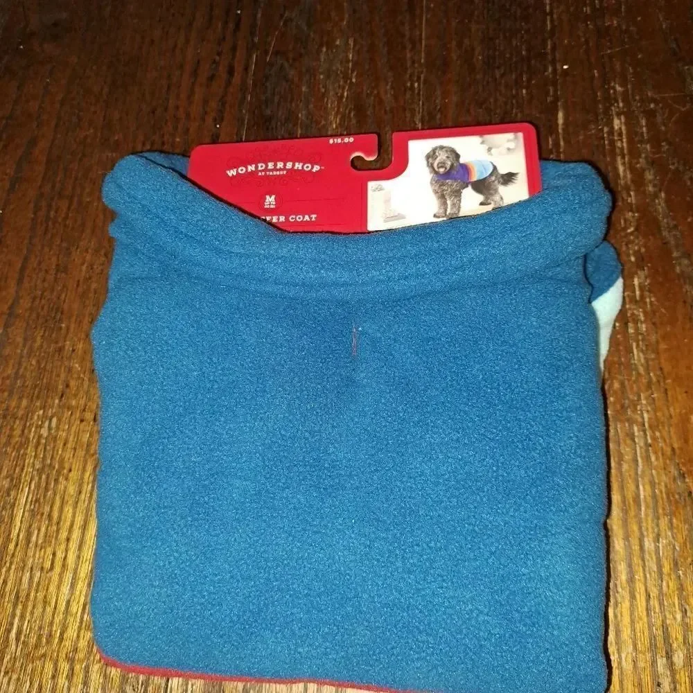New Medium Dog Up To 40lbs Rainbow Fleece Puffer Coat Fleece Shirt NWT